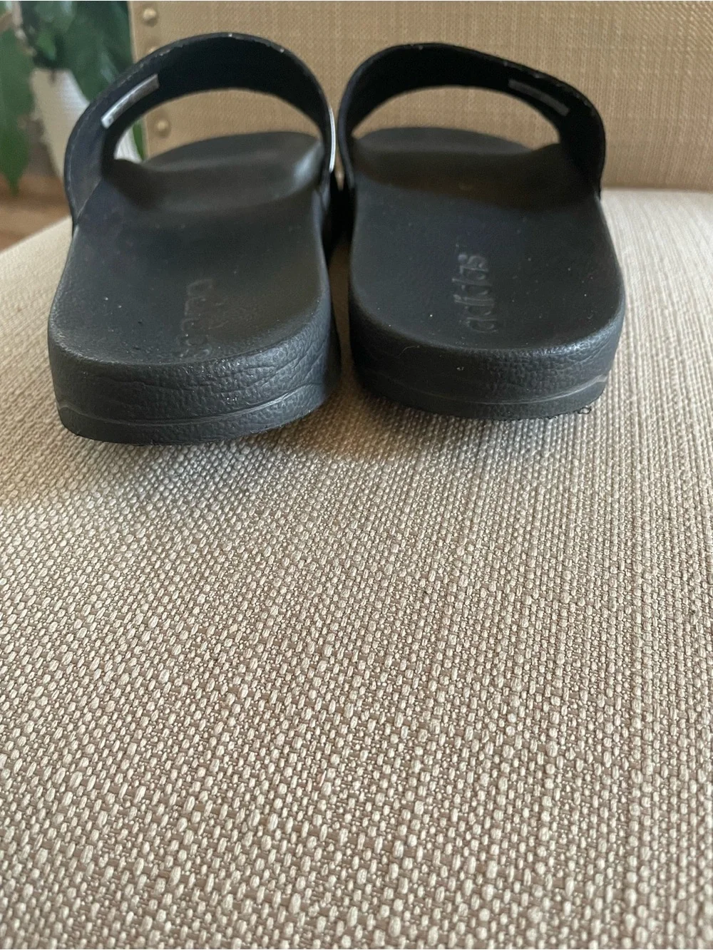 adidas Black and White Kids Slide Sandals